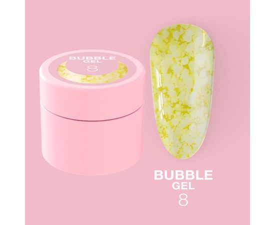 Изображение  Гель с блестками для ногтей LUNAMoon Bubble Gel №8, 5 мл, Объем (мл, г): 5, Цвет №: 08, Цвет: Желтый