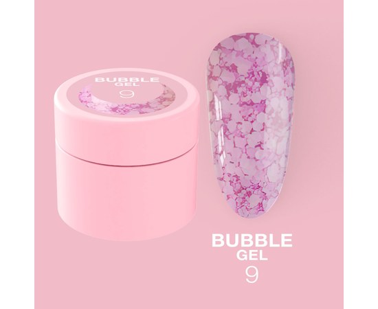 Изображение  Гель с блестками для ногтей LUNAMoon Bubble Gel №9, 5 мл, Объем (мл, г): 5, Цвет №: 09, Цвет: Сиреневый