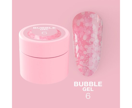 Изображение  Гель с блестками для ногтей LUNAMoon Bubble Gel №6, 5 мл, Объем (мл, г): 5, Цвет №: 06, Цвет: Розовый