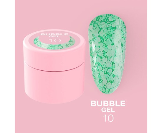 Зображення  Гель з блискітками для нігтів LUNAMoon Bubble Gel №10, 5 мл, Об'єм (мл, г): 5, Колір: 10, Колір: Зелений