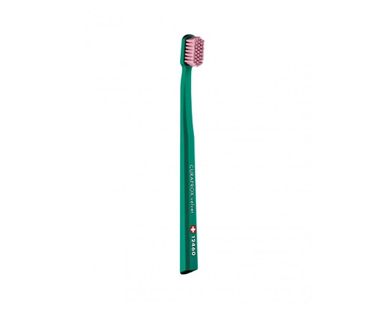 Изображение  Toothbrush Curaprox Velvet CS 12460-20 D 0.08 mm dark green, pink bristles, Color No.: 20