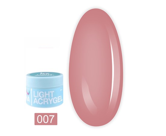 Изображение  Liquid modeling gel for nails LUNAMoon Light Acrygel No. 07, 13 ml, Volume (ml, g): 30, Color No.: 7, Color: Pink