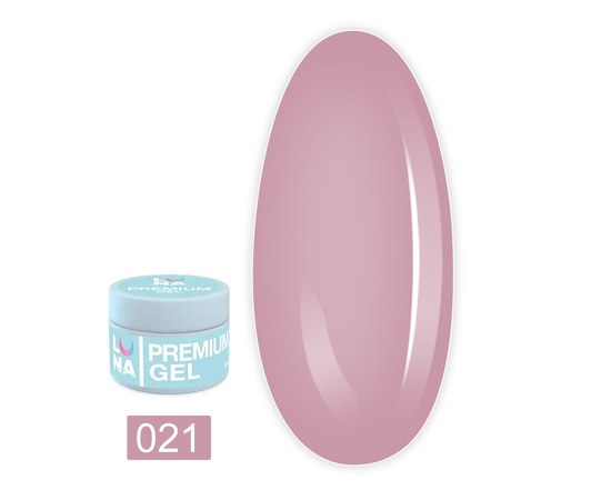 Зображення  Гель для нарощування нігтів LUNAMoon Premium Gel №21, 30 мл, Об'єм (мл, г): 30, Цвет №: 21, Колір: Рожевий