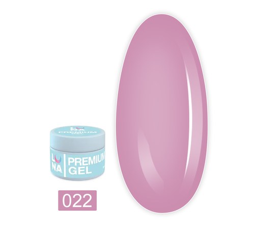 Зображення  Гель для нарощування нігтів LUNAMoon Premium Gel №22, 30 мл, Об'єм (мл, г): 30, Цвет №: 22, Колір: Рожевий