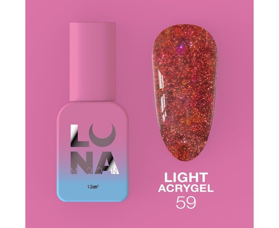 Зображення  Рідкий гель моделюючий для нігтів LUNAMoon Light Acrygel № 59, 13 мл, Об'єм (мл, г): 13, Колір: 59, Колір: Червоний