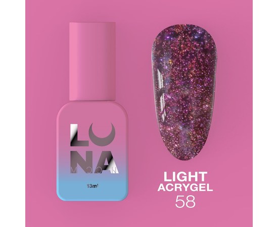 Зображення  Рідкий гель моделюючий для нігтів LUNAMoon Light Acrygel № 58, 13 мл, Об'єм (мл, г): 13, Цвет №: 58, Колір: Червоний