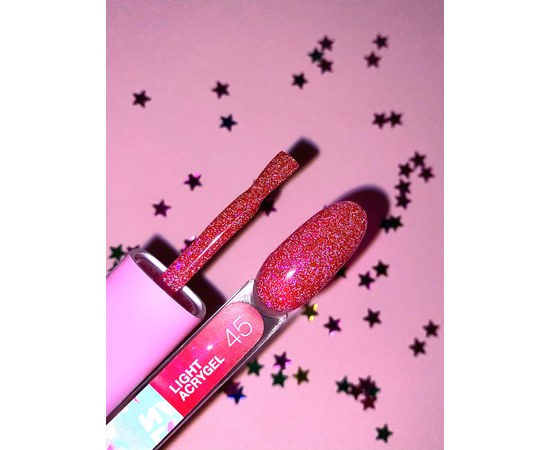 Зображення 2 Рідкий гель моделюючий для нігтів LUNAMoon Light Acrygel №45, 13 мл, Об'єм (мл, г): 13, Варіант: 45, Колір: Рожевий