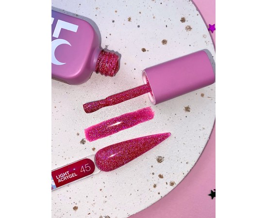 Зображення 6 Рідкий гель моделюючий для нігтів LUNAMoon Light Acrygel №45, 13 мл, Об'єм (мл, г): 13, Варіант: 45, Колір: Рожевий