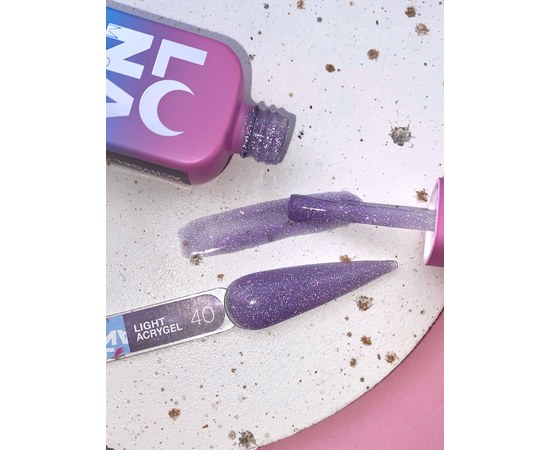 Зображення 6 Рідкий гель моделюючий для нігтів LUNAMoon Light Acrygel №40, 13 мл, Об'єм (мл, г): 13, Варіант: 40, Колір: Фіолетовий