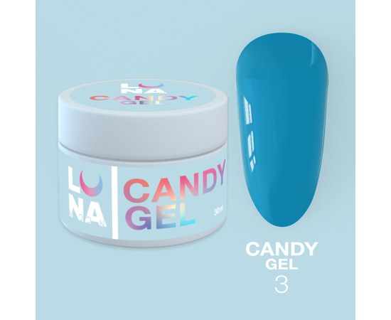Изображение  Гель для наращивания ногтей LUNAMoon Candy Gel №3, 15 мл, Объем (мл, г): 15, Цвет №: 03, Цвет: Голубой