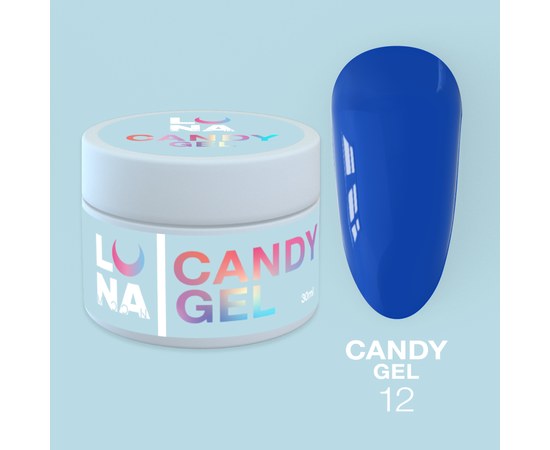 Зображення  Гель для нарощування нігтів LUNAMoon Candy Gel №12, 15 мл, Об'єм (мл, г): 15, Цвет №: 12, Колір: Синій