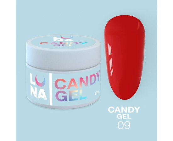 Изображение  Гель для наращивания ногтей LUNAMoon Candy Gel №9, 15 мл, Объем (мл, г): 15, Цвет №: 09, Цвет: Красный