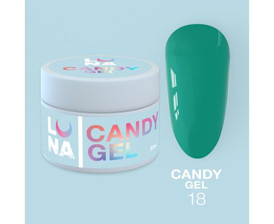 Изображение  Гель для наращивания ногтей LUNAMoon Candy Gel №18, 15 мл, Объем (мл, г): 15, Цвет №: 18, Цвет: Зеленый