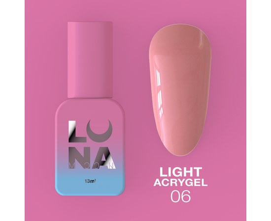 Зображення  Рідкий гель моделюючий для нігтів LUNAMoon Light Acrygel №6, 13 мл, Об'єм (мл, г): 13, Цвет №: 06, Колір: Рожевий