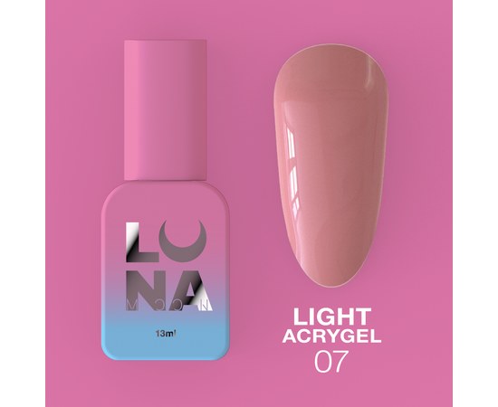 Изображение  Жидкий гель моделирующий для ногтей LUNAMoon Light Acrygel №7, 13 мл, Объем (мл, г): 13, Цвет №: 07, Цвет: Розовый