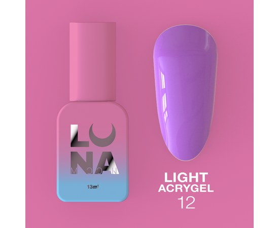 Зображення  Рідкий гель моделюючий для нігтів LUNAMoon Light Acrygel №12, 13 мл, Об'єм (мл, г): 13, Цвет №: 12, Колір: Фіолетовий