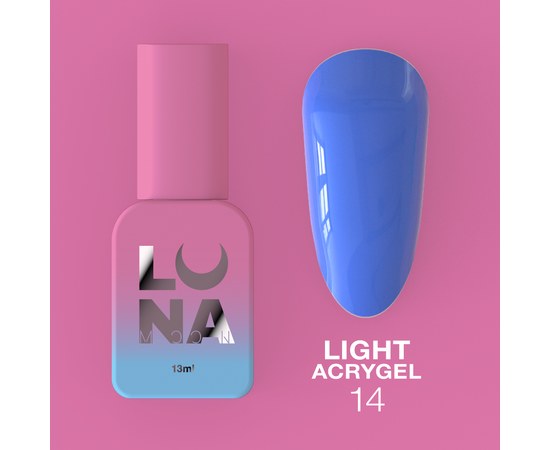 Зображення  Рідкий гель моделюючий для нігтів LUNAMoon Light Acrygel №14, 13 мл, Об'єм (мл, г): 13, Цвет №: 14, Колір: Синій