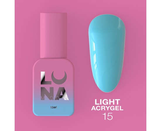 Зображення  Рідкий гель моделюючий для нігтів LUNAMoon Light Acrygel №15, 13 мл, Об'єм (мл, г): 13, Цвет №: 15, Колір: Блакитний