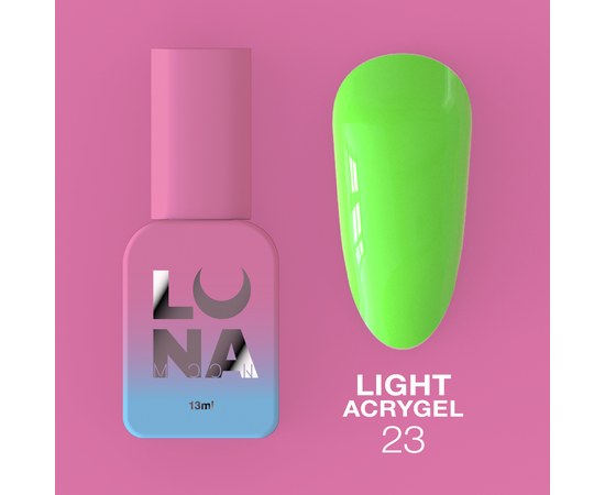 Зображення  Рідкий гель моделюючий для нігтів LUNAMoon Light Acrygel №23, 13 мл, Об'єм (мл, г): 13, Цвет №: 23, Колір: Зелений