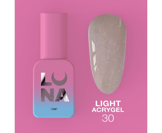 Зображення  Рідкий гель моделюючий для нігтів LUNAMoon Light Acrygel №30, 13 мл, Об'єм (мл, г): 13, Цвет №: 30, Колір: Бежевый