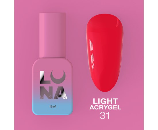 Зображення  Рідкий гель моделюючий для нігтів LUNAMoon Light Acrygel №31, 13 мл, Об'єм (мл, г): 13, Цвет №: 31, Колір: Червоний