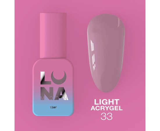 Зображення  Рідкий гель моделюючий для нігтів LUNAMoon Light Acrygel №33, 13 мл, Об'єм (мл, г): 13, Цвет №: 33, Колір: Фіолетовий