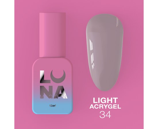 Зображення  Рідкий гель моделюючий для нігтів LUNAMoon Light Acrygel №34, 13 мл, Об'єм (мл, г): 13, Цвет №: 34, Колір: Фіолетовий
