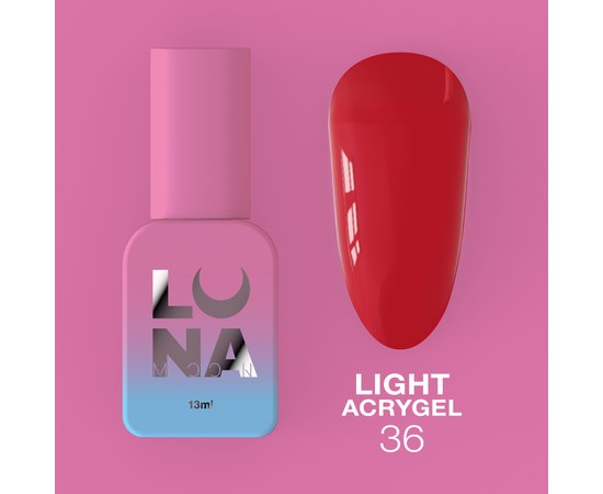 Зображення  Рідкий гель моделюючий для нігтів LUNAMoon Light Acrygel №36, 13 мл, Об'єм (мл, г): 13, Цвет №: 36, Колір: Червоний