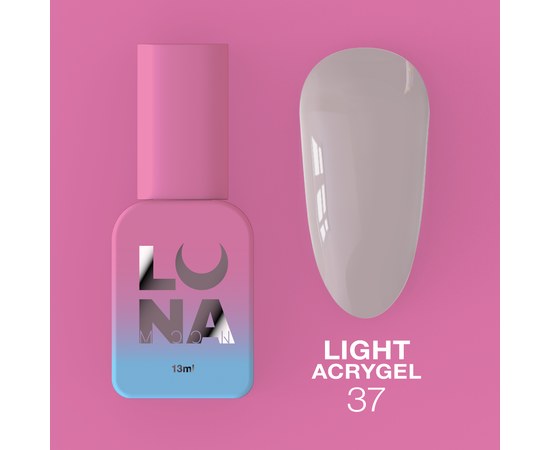 Изображение  Жидкий гель моделирующий для ногтей LUNAMoon Light Acrygel №37, 13 мл, Объем (мл, г): 13, Цвет №: 37, Цвет: Серый