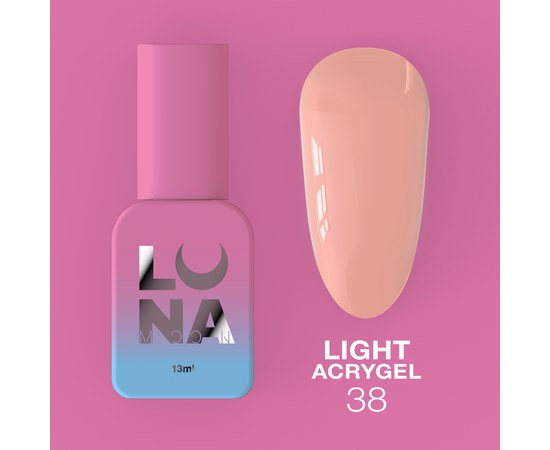 Зображення  Рідкий гель моделюючий для нігтів LUNAMoon Light Acrygel №38, 13 мл, Об'єм (мл, г): 13, Цвет №: 38, Колір: Персиковый