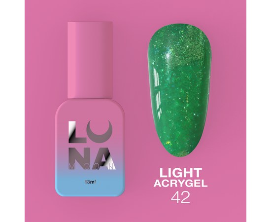 Изображение  Liquid modeling gel for nails LUNAMoon Light Acrygel No. 42, 13 ml, Volume (ml, g): 13, Color No.: 42, Color: Green