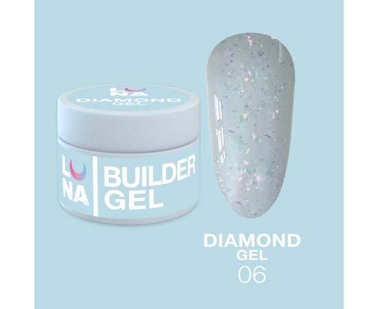 Изображение  Гель для наращивания ногтей LUNAMoon Diamond Gel №6, 15 мл, Объем (мл, г): 15, Цвет №: 06, Цвет: Молочный