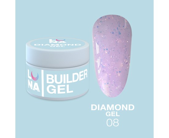 Изображение  Гель для наращивания ногтей LUNAMoon Diamond Gel №8, 15 мл, Объем (мл, г): 15, Цвет №: 08, Цвет: Фиолетовый