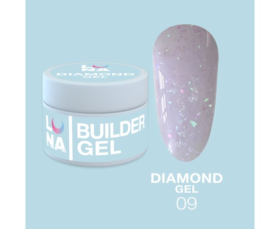 Изображение  Gel for nail extension LUNAMoon Diamond Gel No. 9, 15 ml, Volume (ml, g): 15, Color No.: 9, Color: Violet