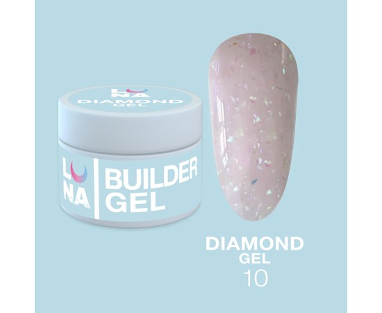 Изображение  Gel for nail extension LUNAMoon Diamond Gel No. 10, 15 ml, Volume (ml, g): 15, Color No.: 10, Color: Light pink