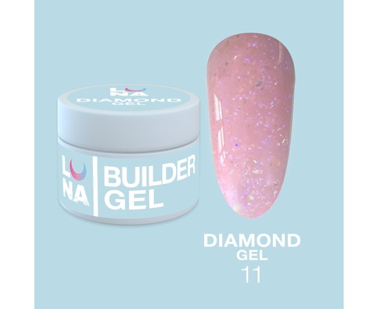 Изображение  Gel for nail extension LUNAMoon Diamond Gel No. 11, 15 ml, Volume (ml, g): 15, Color No.: 11, Color: Pink