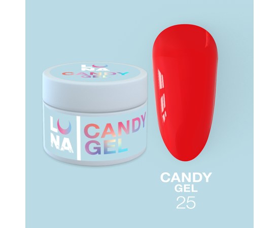 Изображение  Гель для наращивания ногтей LUNAMoon Candy Gel №25, 15 мл, Объем (мл, г): 15, Цвет №: 25, Цвет: Красный