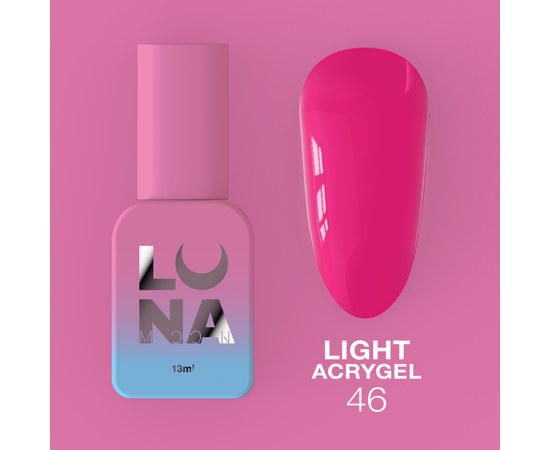 Зображення  Рідкий гель моделюючий для нігтів LUNAMoon Light Acrygel №46, 13 мл, Об'єм (мл, г): 13, Цвет №: 46, Колір: Темно-рожевий