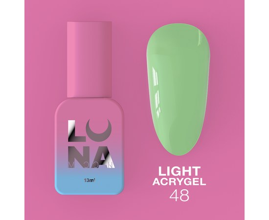 Зображення  Рідкий гель моделюючий для нігтів LUNAMoon Light Acrygel №48, 13 мл, Об'єм (мл, г): 13, Колір: 48, Колір: Зелений