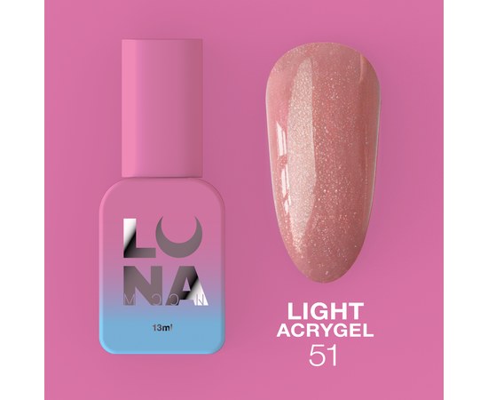 Изображение  Жидкий гель моделирующий для ногтей LUNAMoon Light Acrygel №51, 13 мл, Объем (мл, г): 13, Цвет №: 51, Цвет: Персиковый