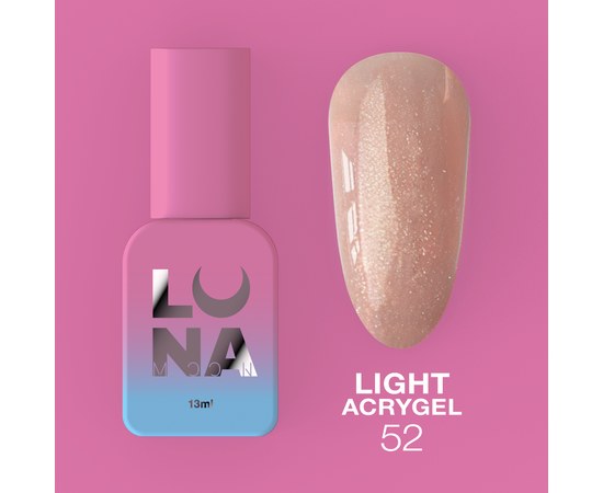 Зображення  Рідкий гель моделюючий для нігтів LUNAMoon Light Acrygel №52, 13 мл, Об'єм (мл, г): 13, Цвет №: 52, Колір: Бежевый