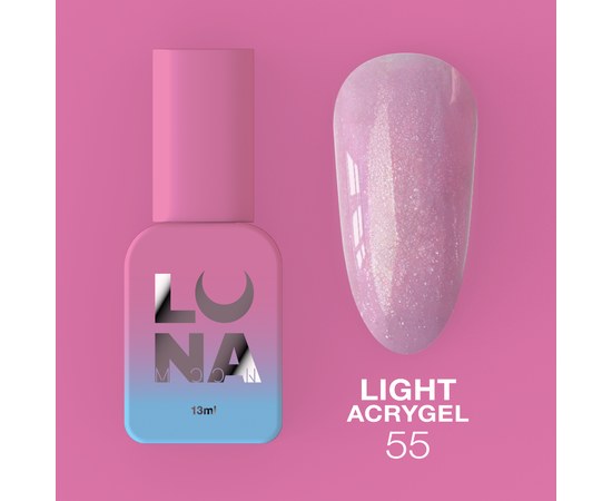 Зображення  Рідкий гель моделюючий для нігтів LUNAMoon Light Acrygel №55, 13 мл, Об'єм (мл, г): 13, Цвет №: 55, Колір: Рожевий