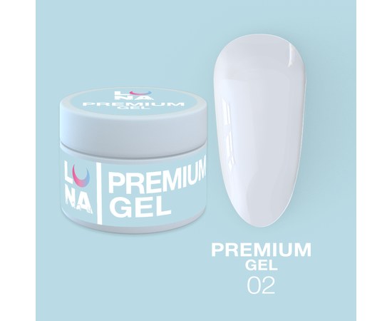 Изображение  Гель для наращивания ногтей LUNAMoon Premium Gel №2, 15 мл, Объем (мл, г): 15, Цвет №: 02, Цвет: Молочный