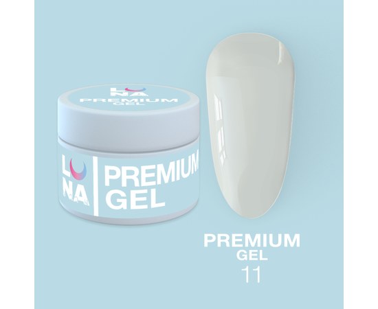 Зображення  Гель для нарощування нігтів LUNAMoon Premium Gel №11, 15 мл, Об'єм (мл, г): 15, Цвет №: 11, Колір: Білий