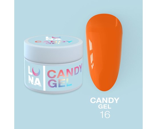 Зображення  Гель для нарощування нігтів LUNAMoon Candy Gel №16, 15 мл, Об'єм (мл, г): 15, Цвет №: 16, Колір: Помаранчевий