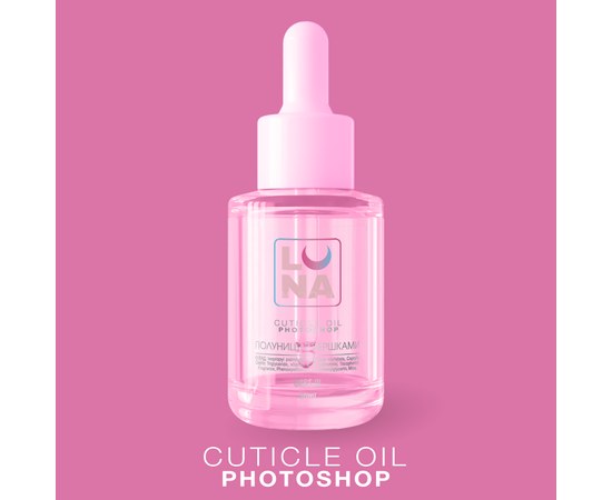 Изображение  LUNAMoon Photoshop Oil dry cuticle oil with strawberry aroma and cream, 30 ml, Aroma: Клубника со сливками, Volume (ml, g): 30
