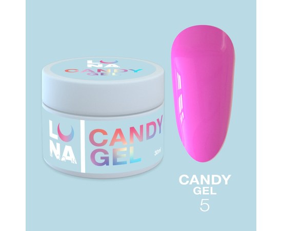Изображение  Гель для наращивания ногтей LUNAMoon Candy Gel №5, 15 мл, Объем (мл, г): 15, Цвет №: 05, Цвет: Розовый