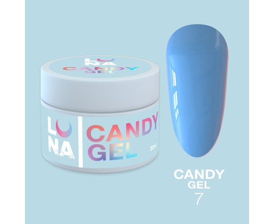 Изображение  Гель для наращивания ногтей LUNAMoon Candy Gel №7, 15 мл, Объем (мл, г): 15, Цвет №: 07, Цвет: Голубой