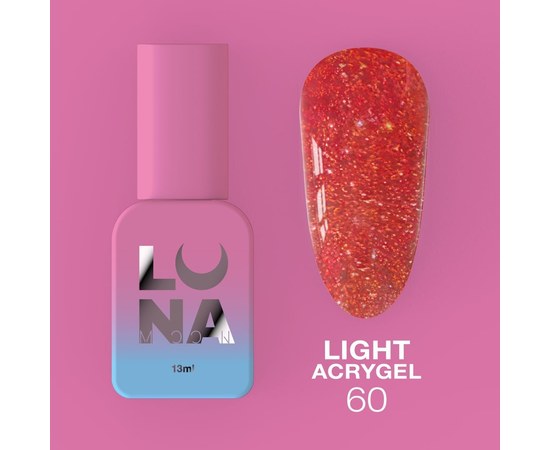 Изображение  Жидкий гель моделирующий для ногтей LUNAMoon Light Acrygel №60, 13 мл, Объем (мл, г): 13, Цвет №: 60, Цвет: Красный
