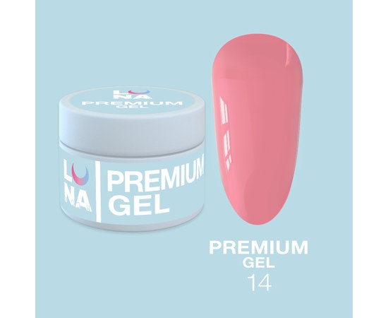 Зображення  Гель для нарощування нігтів LUNAMoon Premium Gel №14, 15 мл, Об'єм (мл, г): 15, Цвет №: 14, Колір: Червоний